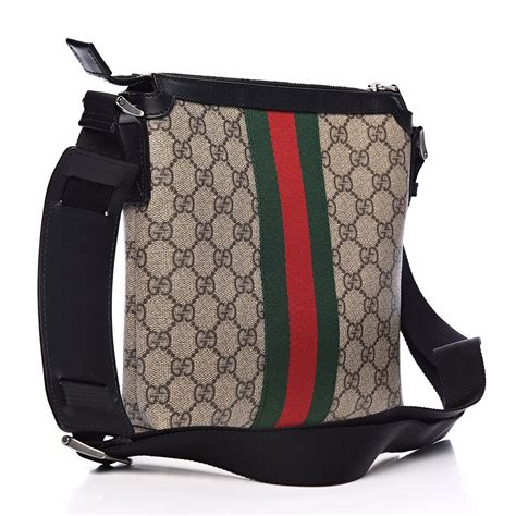 gucci messenger gg supreme monogram web green red black|Gucci monogram Messenger bag.